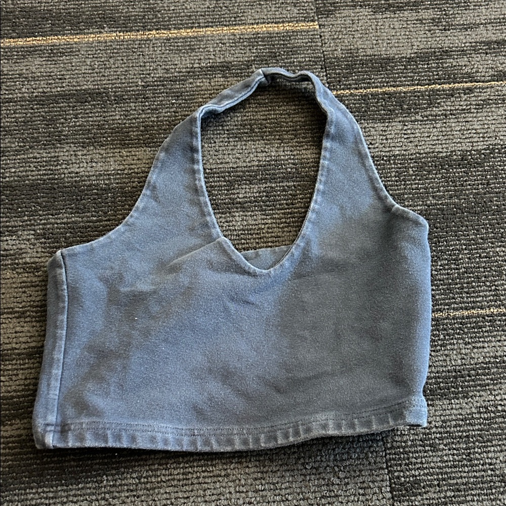 Blue Halter Neck Women's Top